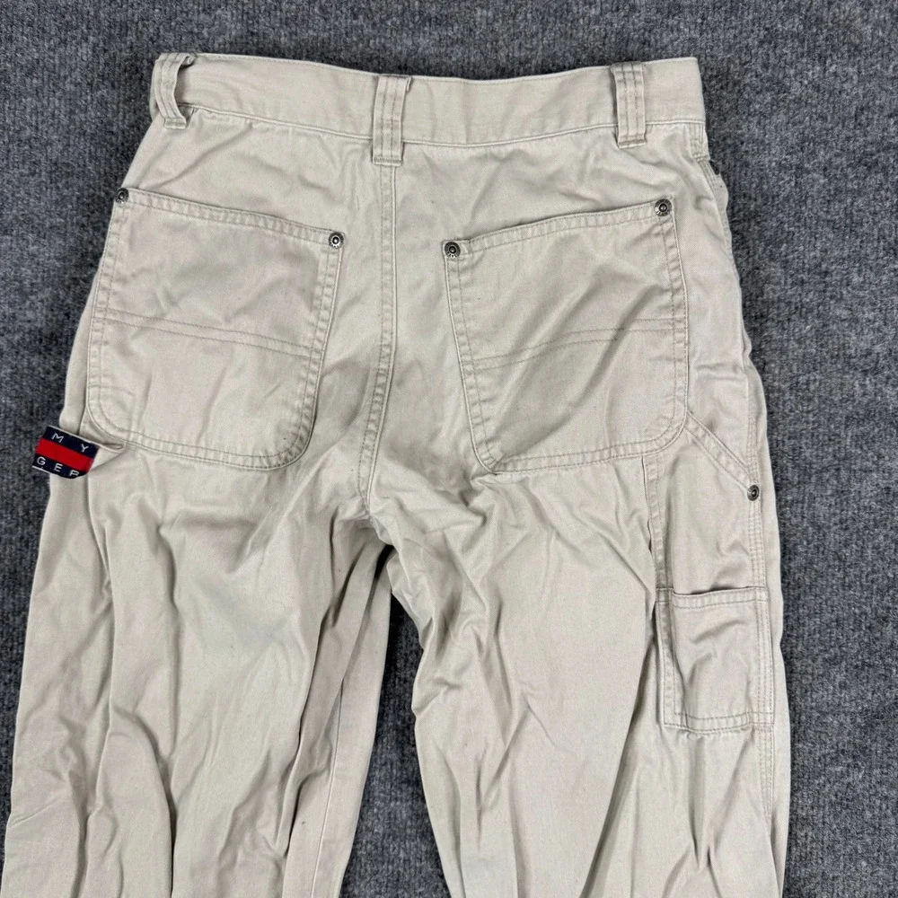 Tommy Hilfiger Carpenter Pants Boys Size 12 Beige Cotton Relaxed Fit Workwear